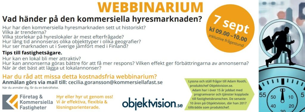 Webbinarium Objektvision, kommersiellafast.se